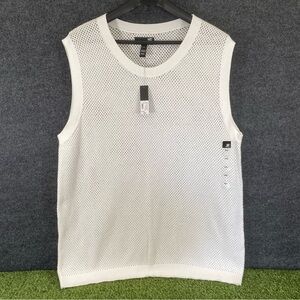 JF. Ferrar Crochet Style Mesh Sleeveless Shirt Men's Size XXL Pull-Over White